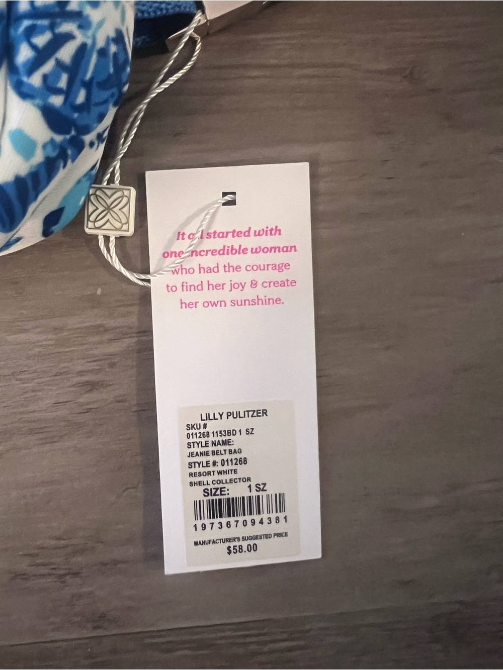 Lilly Pulitzer Blue & White Shell-Print Belt Bag with Gold Charm - Picture 5 of 5